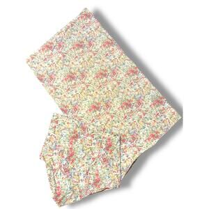 Ralph Lauren Floral Watercolor FullFlat Sheet & 2 Standard Pillowcases Cotton